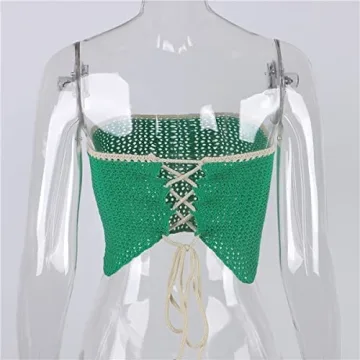 Meladyan Strappy Colorblock Crochet Crop Top - Stylish & Sexy