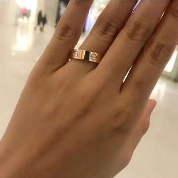 Podafu Love Ring For Women Men Girls Titanium Steel 18k Gold Rings Jewelry Unisex Adult Wedding Birthday Present Anniversary Best Gifts s7