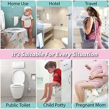 Disposable Toilet Seat Covers for Toddlers - Individually Wrapped Unicorn Potty Training Liners for Kids - Portable with Non-Slip Adhesives - Extra Large Size - Road Trip Essentials