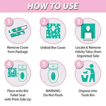 Disposable Toilet Seat Covers for Toddlers - Individually Wrapped Unicorn Potty Training Liners for Kids - Portable with Non-Slip Adhesives - Extra Large Size - Road Trip Essentials