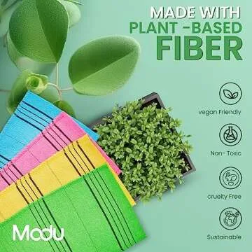 Modu 5 Pcs Korean Exfoliating Mitt Bath Washcloth 9.1 X 6 in-Asian Italy Towel (Large 5 Pcs Green)