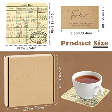 Vintage Library Due Date Card Coasters - Perfect Gift for Book Lovers