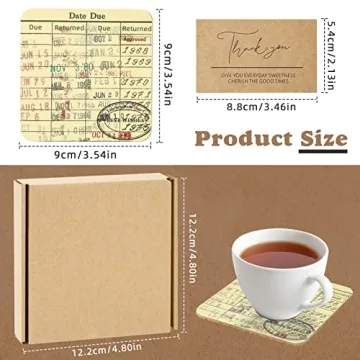 Vintage Library Due Date Card Coasters - Perfect Gift for Book Lovers