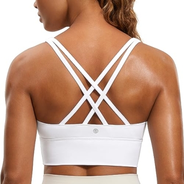 CRZ YOGA Womens Strappy Longline Sports Bra for Comfort