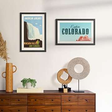 upsimples 11x17 Picture Frame, Display Pictures 9x15 with Mat or 11 x 17 Without, Wall Hanging Poster Frames, Black, 1 Pack