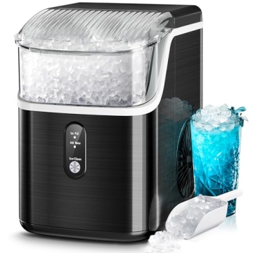 Kismile Nugget Ice Makers Countertop,Portable Ice Maker Machine with Crushed Ice, 35lbs/Day,One-Clic...
