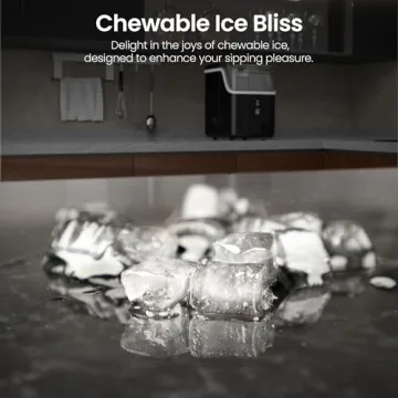 Kismile Nugget Ice Makers Countertop,Portable Ice Maker Machine with Crushed Ice, 35lbs/Day,One-Click Operation,Self-Cleaning Countertop Ice Machine,Pellet Ice Maker Countertop for Home/Kitchen/Office