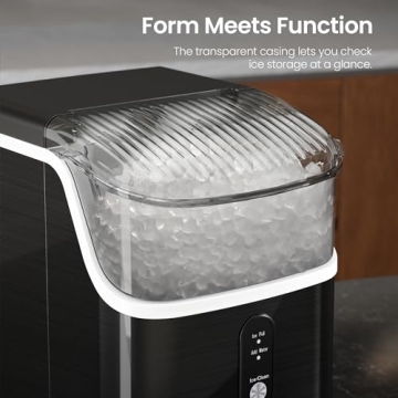 Kismile Nugget Ice Makers Countertop,Portable Ice Maker Machine with Crushed Ice, 35lbs/Day,One-Click Operation,Self-Cleaning Countertop Ice Machine,Pellet Ice Maker Countertop for Home/Kitchen/Office