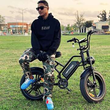 Electric Bike for Adults HAPPYRUN 20" Fat tire with 1500W Motor Ebike 48V 18AH Removable Battery 30M...