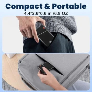 Aaoyun Portable Charger, 22.5W PD Fast Charging 10000mAh Power Bank with Detachable USB C Cable for Travel, Slim Hands-Free External Battery Pack for iPhone 16/15/14 iPad Samsung S24 etc, Black