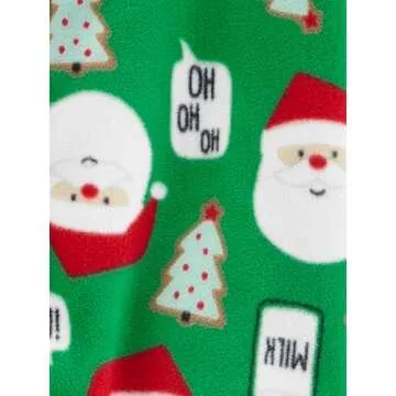 Simple Joys by Carter's Kids' Holiday Loose-fit Flame Resistant Fleece Footed Pajamas, Green Santa/Grey Heather Reindeer, 12 Months