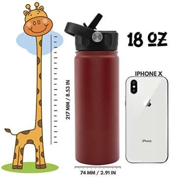 Personalized Custom Water Bottle For Kids, Toddler & Children w NAME & 36 ICON FREE ENGRAVING! | 18 oz - 9 Color | BPA Free - Double Wall Insulated
