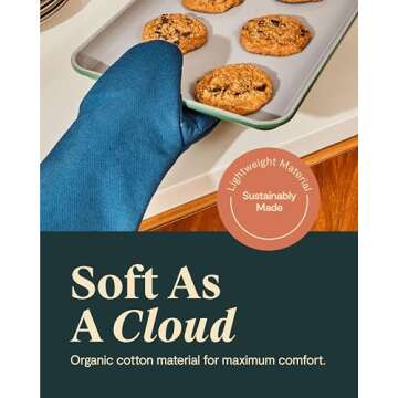 Caraway Oven Mitts - 100% Organic Cotton Oven Mitt - Double-Layer & Stain-Resistant Stitching - Safe Handling of Hot Kitchenware - Set of 2 - Cream