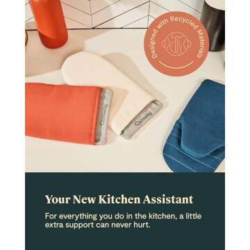 Caraway Oven Mitts - 100% Organic Cotton Oven Mitt - Double-Layer & Stain-Resistant Stitching - Safe Handling of Hot Kitchenware - Set of 2 - Cream