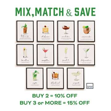 Margarita Cocktail Wall Art - Illustrated Alcohol Poster with Ingredients - Home Bar Cart Decor - Unframed, 8x10