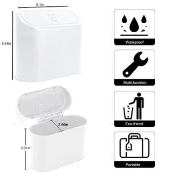 Tulsondai Mini Car Trash Can with Lid - 2 Trash Bags Included - Stylish Car Accessory