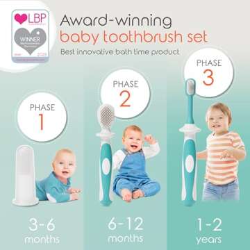 Cherish Baby Care Baby Toothbrush & Toddler Toothbrush Set (0-2 Years) - BPA-Free & Safety-Tested, 2...
