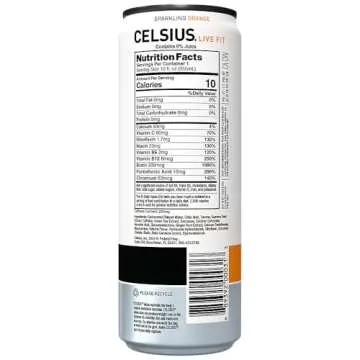 CELSIUS Sparkling Orange, Functional Essential Energy Drink 12 Fl Oz (Pack of 4)