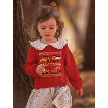 Construction Vehicles Boys Ugly Christmas Sweater Style Xmas Sweatshirt Tractors Holiday Toddler Kids Sweatshirts 4T Red