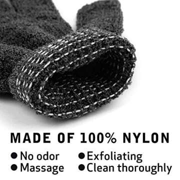 10Pairs Exfoliating Gloves - Premium Black Double Sided Scrub Wash Mitt for Bath or Shower - Luxury ...
