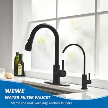 WEWE Matte Black Drinking Water Faucet Non Air Gap Stainless Steel Filtered Faucet for Kitchen Sink ...