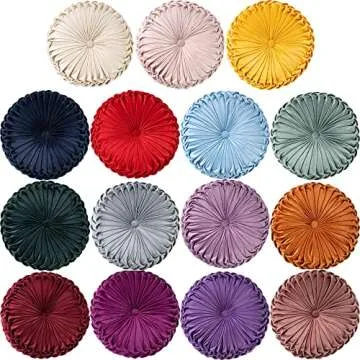GIAOFAHG Light Blue Round Throw Pillow Holland Velvet Home Decoration Pleated Round Cushion, Home Decorative for Home Sofa Chair Bed Car Decor 15 Inch