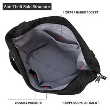 KALIDI Women Corduroy Tote Bag Large Shoulder Tote Bag with Zipper Pocket Casual Hobo Handbag Big Capacity Shopping Work Bag