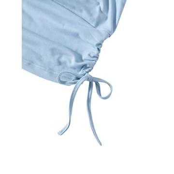 Verdusa Women's Cut Out One Shoulder Sleeveless Drawstring Side Crop Tank Top Light Blue M