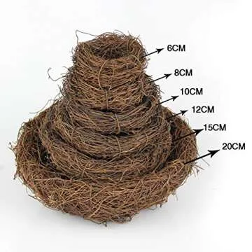 LWINGFLYER 2pcs Rattan Birds Nest for Garden Home Decor Easter Craft（4.7"）