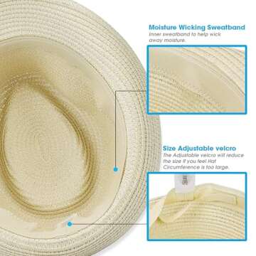 Packable Straw Fedora Hat for Summer Adventure