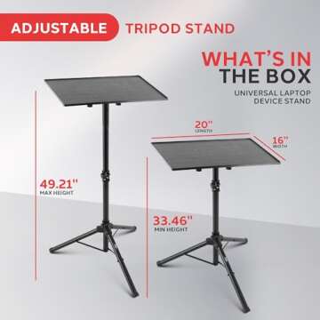 Pyle Universal Projector Stand - Adjustable & Portable