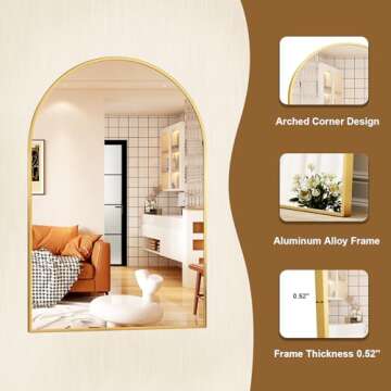 HARRITPURE 20x30 Arched Mirror - Modern Wall Decor