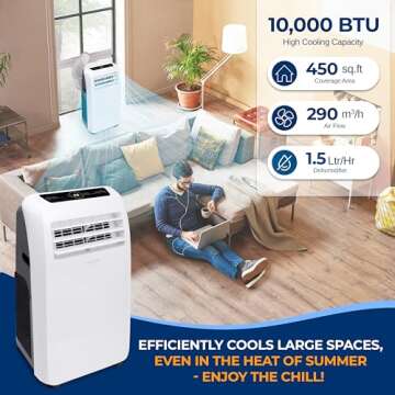 SereneLife Small Air Conditioner Portable 10,000 BTU with Built-in Dehumidifier - Portable AC unit f...