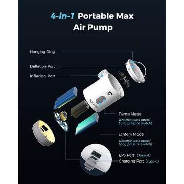 Portable Air Pump with LED Light and Charger