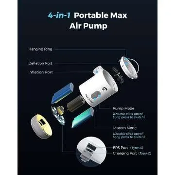 Portable Air Pump with LED Light and Charger