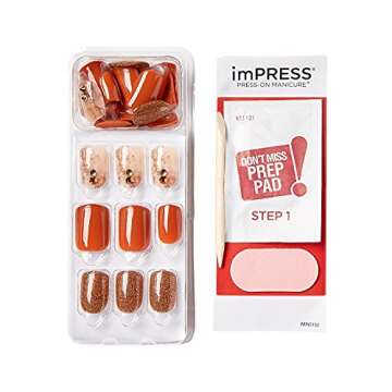 Kiss imPRESS Press on Manacure Halloween Nails - Creeping, Short Length, Square Shape, 30 Fake Nails