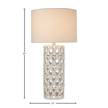 Amazon Brand – Stone & Beam Ceramic Geometric Cut-Out Table Desk Lamp With LED Light Bulb, 22"H, Polished Nickel