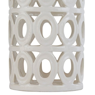 Amazon Brand – Stone & Beam Ceramic Geometric Cut-Out Table Desk Lamp With LED Light Bulb, 22"H, Polished Nickel