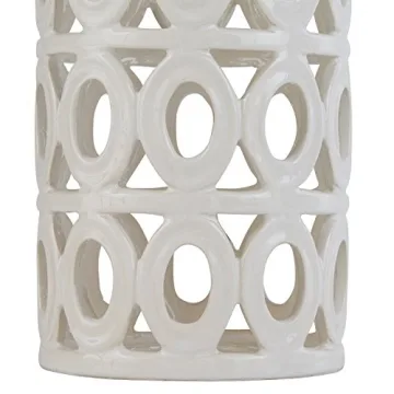 Amazon Brand – Stone & Beam Ceramic Geometric Cut-Out Table Desk Lamp With LED Light Bulb, 22"H, Polished Nickel