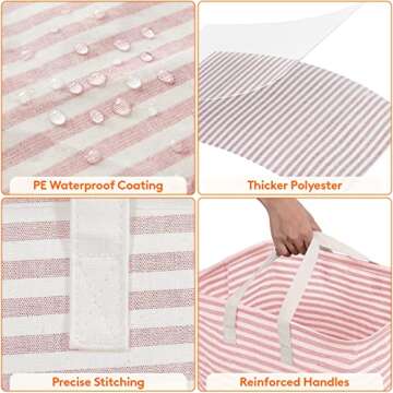 Lifewit Laundry Hamper Large Collapsible Laundry Baskets, Freestanding Waterproof Clothes Hamper Storage Basket with Easy Carry Extended Handles for Clothes in Laundry Room Bedroom Bathroom College Dorm for Adults, Pink