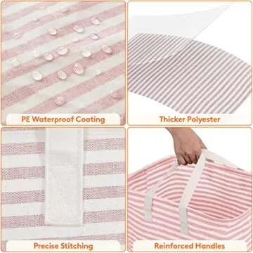 Lifewit Laundry Hamper Large Collapsible Laundry Baskets, Freestanding Waterproof Clothes Hamper Storage Basket with Easy Carry Extended Handles for Clothes in Laundry Room Bedroom Bathroom College Dorm for Adults, Pink
