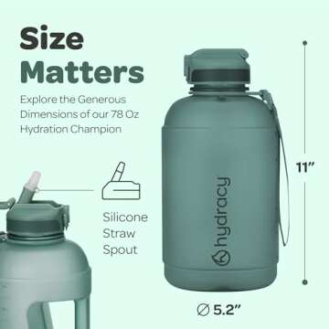 Hydracy 2.3L BPA-Free Water Bottle with Strap and Lid