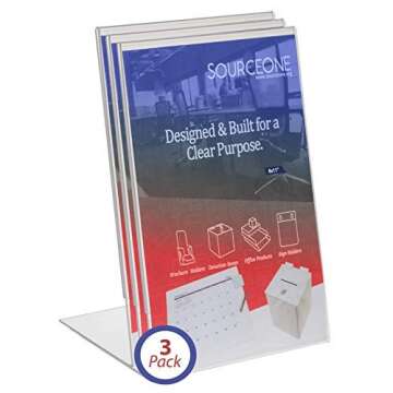 SOURCEONE.ORG Premium Clear 8.5 X 11-Inches Acrylic Slant Back Sign Holder, Brochure Holder