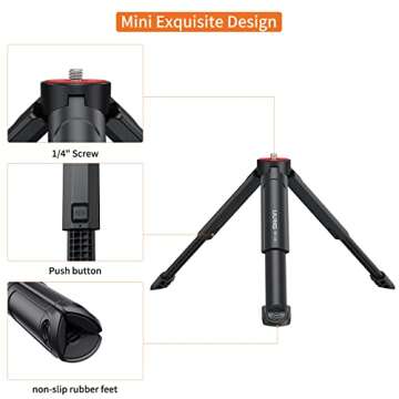 UURIG TP05 Extendable Mini Camera Tripod, Portable Selfie Stick Handle Grip Desktop Webcam Tripod with 1/4" Screw for DSLR Camera Webcam Phone Holder Selfie Stick Vlog Tripod