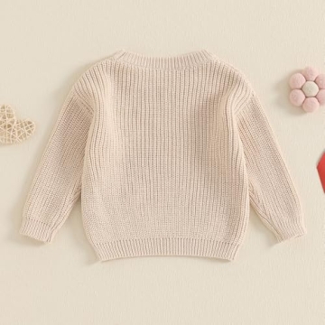 Toddler Baby Girl Knit Sweater Bow Embroidery for Fall