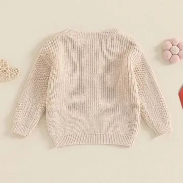 Toddler Baby Girl Knit Sweater Bow Embroidery for Fall