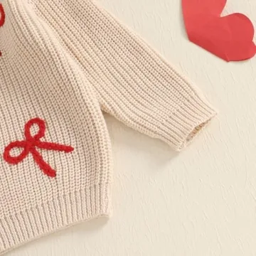 Toddler Baby Girl Knit Sweater Bow Embroidery for Fall