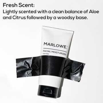 MARLOWE. No. 123 Men's Facial Moisturizer 6 oz, Lightweight Daily Face Lotion for Men, Includes Natural Extracts to Hydrate, Soothe & Restore, Light Aloe Citron Scent