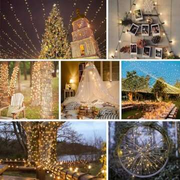 Ningyangyu 32.8ft LED String Lights 100LED Outdoor Christmas Lights 8 Modes Timer Fairy Light Plug in LED String Lights for Xmas Yard Birthdays Wedding Party Holiday Decorations(Warm White)