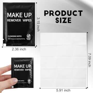 Timgle 200 Pcs Makeup Remover Wipes Gentle Cleansing Makeup Wipes Waterproof Individually Wrapped Makeup Remover Deep Pore Cleansing Facial Cleansing Wipes for Removing Makeup Dirt (Black)